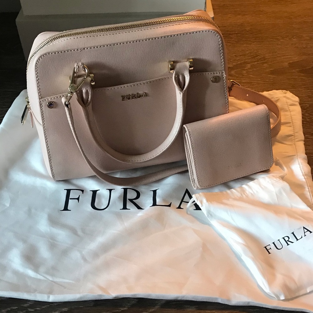 Baby Pink Furla Margot Satchel and Wallet